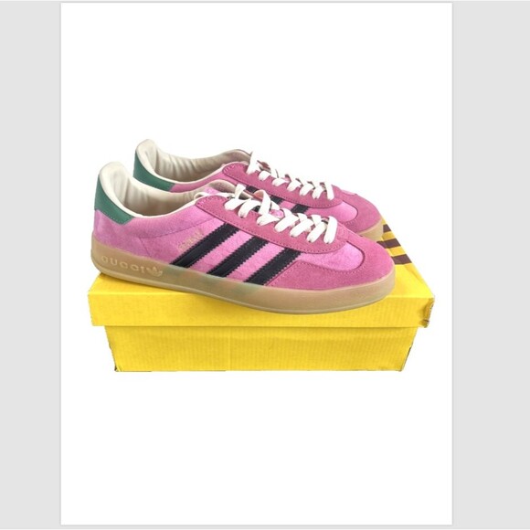 GUCCI x adidas GAZELLE Sneakers Men's Pink Velvet Italy Size US 9 /EU 42 2/3 NEW - Picture 6 of 10